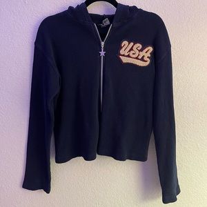 Navy “USA” zip-up Hoodie Jacket OSFA